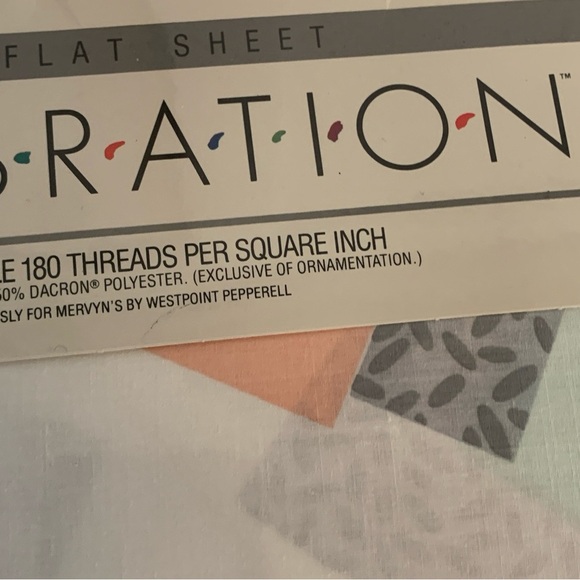 VTG Celebration Percale King Flat Sheet Multicolor Shadow Box 90’s Mervyn’s USA - Picture 11 of 11